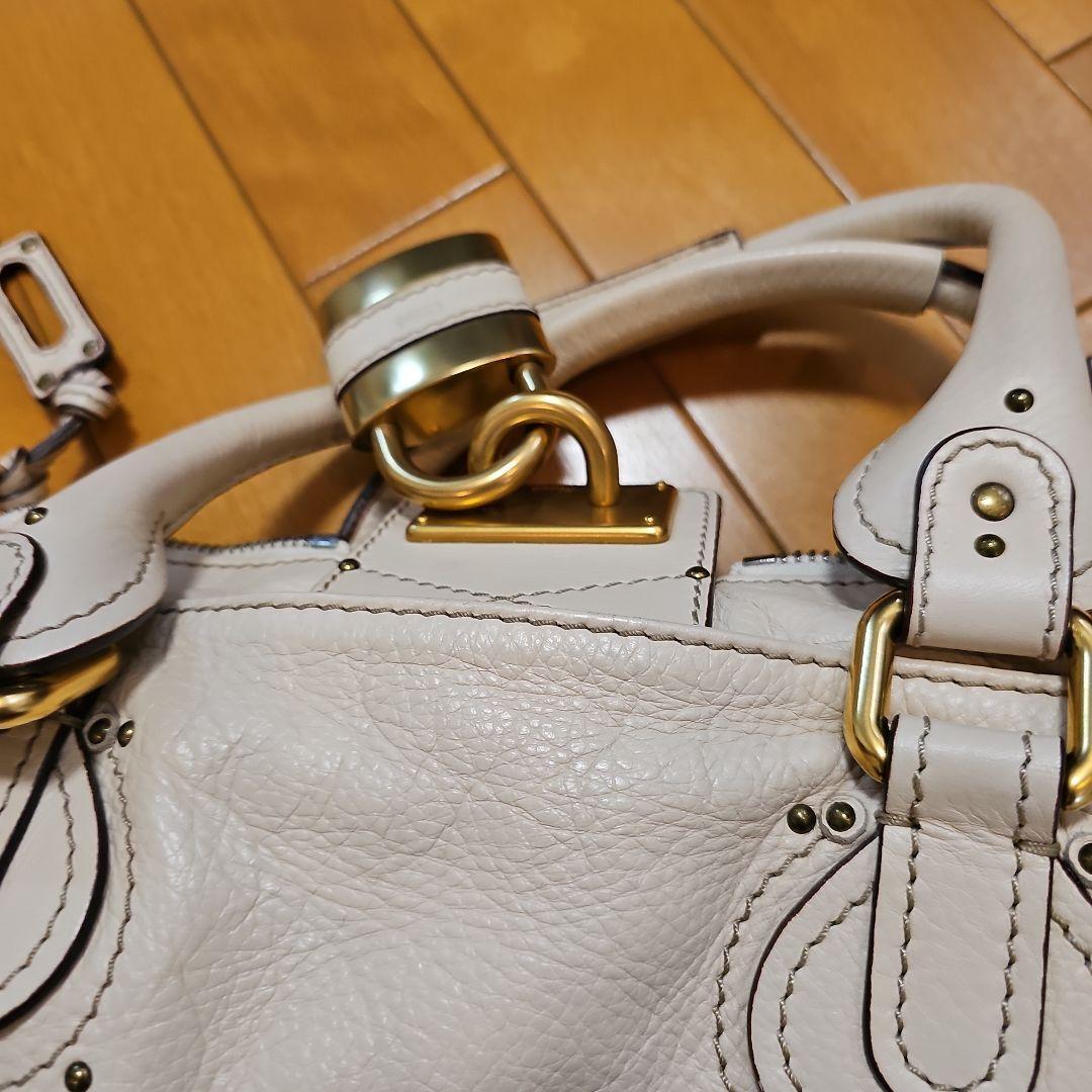 Chloe Paddington Shoulder Bag Leather Padlock Off White cG