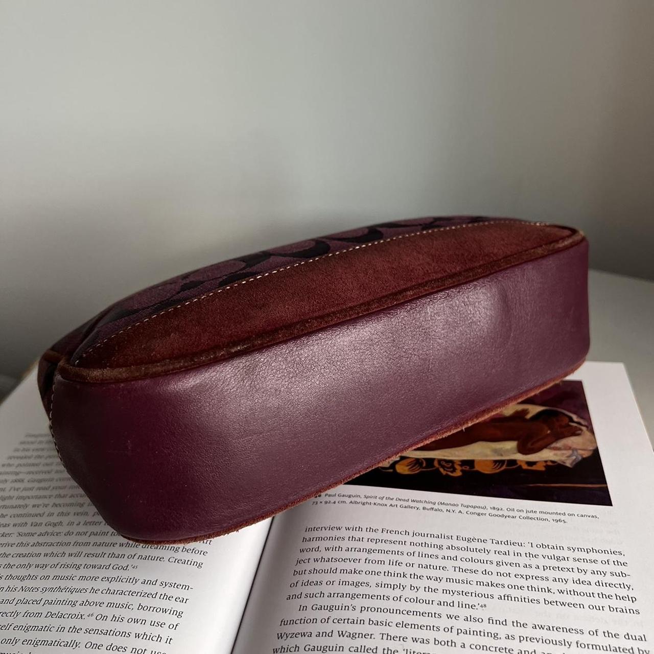 Coach Signature Demi Pouch Purple Burgundy Silver Lv