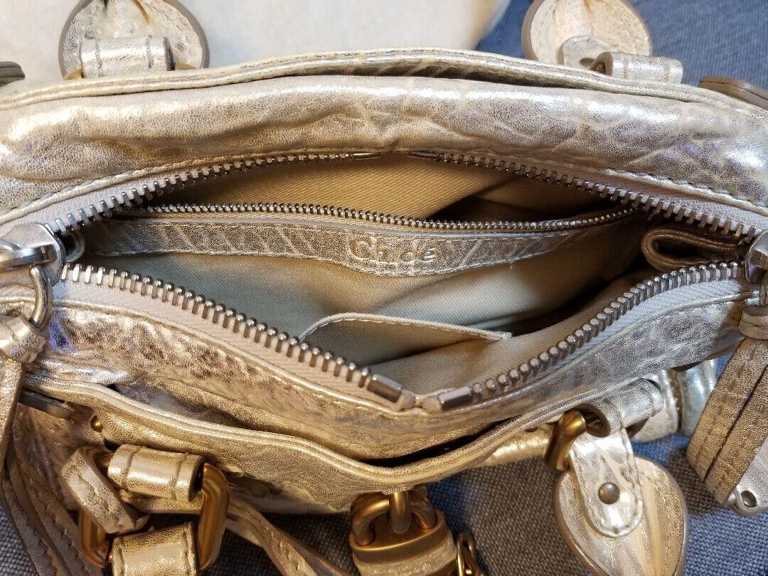 Chloe Paddington Champagne Gold Padlock Key Tote Hand Womens Bag New 2412M yk