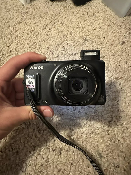 Used Nikon Coolpix S9500 18.1 MP Digital Camera (Black) 🍥🎀📷