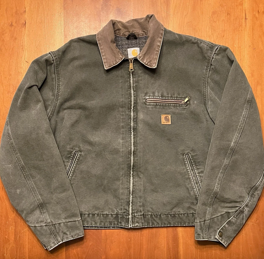 Vintage Carhartt Mens Detroit Jacket Moss Green Size Large Blanket Lined J97 Mos