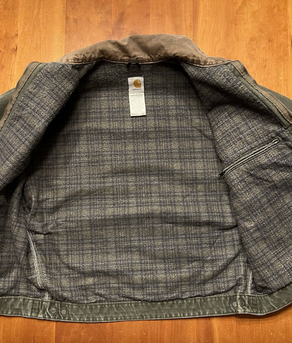 Vintage Carhartt Mens Detroit Jacket Moss Green Size Large Blanket Lined J97 Mos