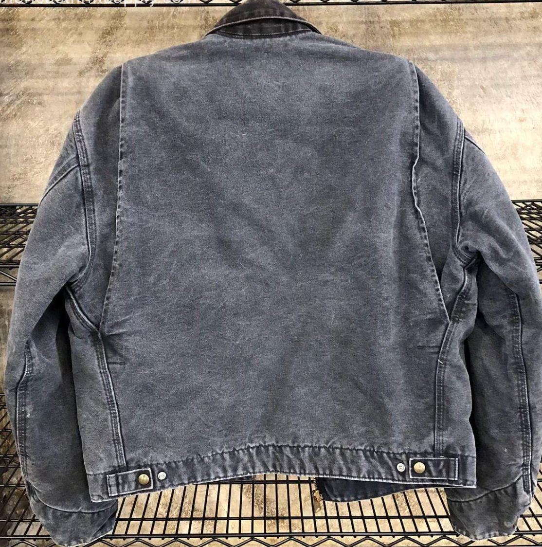 Vintage Y2K Carhartt J97 PTL Men's Blanket-Lined Grey Canvas Detroit Jacket - L