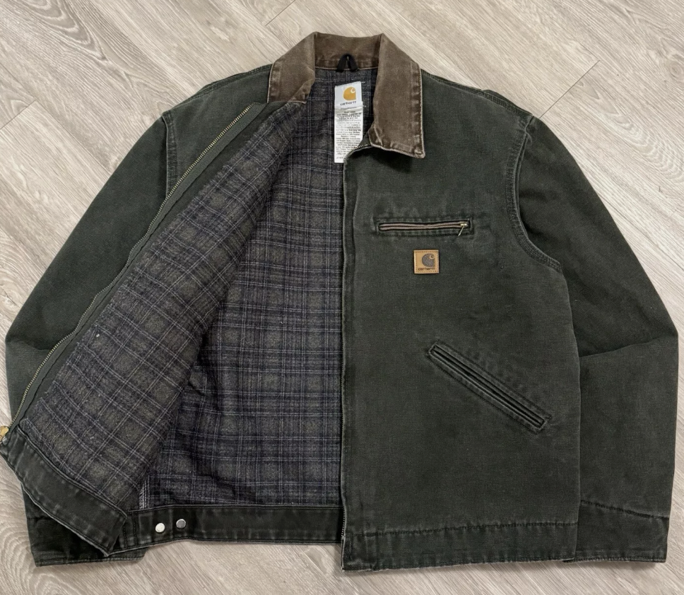 Vintage Carhartt Detroit Jacket J97 MOS Green Large Rare