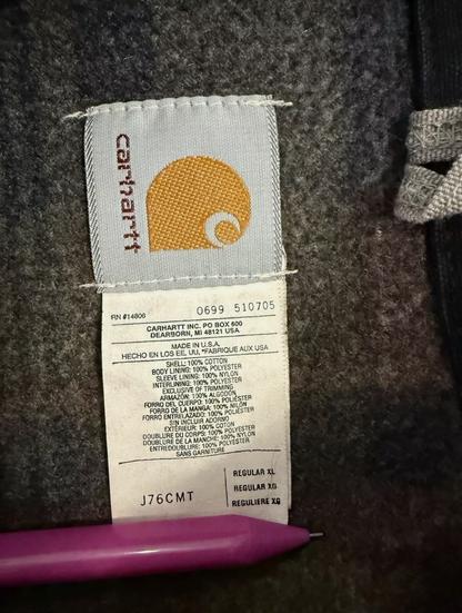 VTG Carhartt Detroit J76 CMT Work Jacket Large Blanket Lined Cement Gray USA 90s