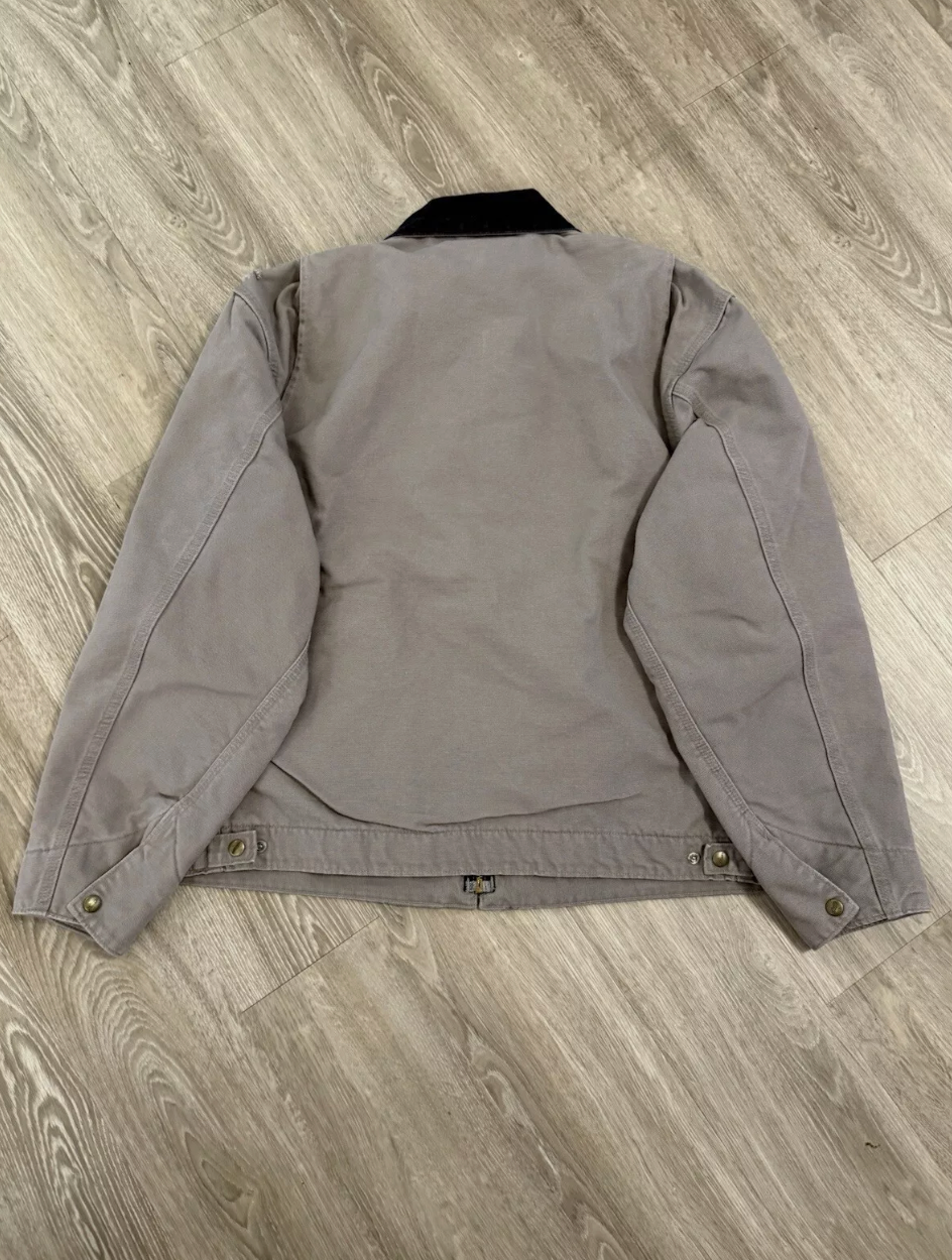VTG Carhartt Detroit J76 CMT Work Jacket Large Blanket Lined Cement Gray USA 90s