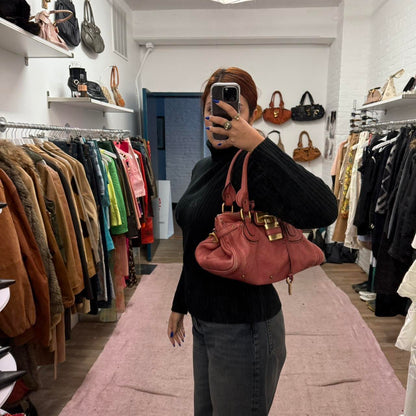 Iconic Chloe Paddington Bag In Beautiful Pink Color And Gold Hardware nn