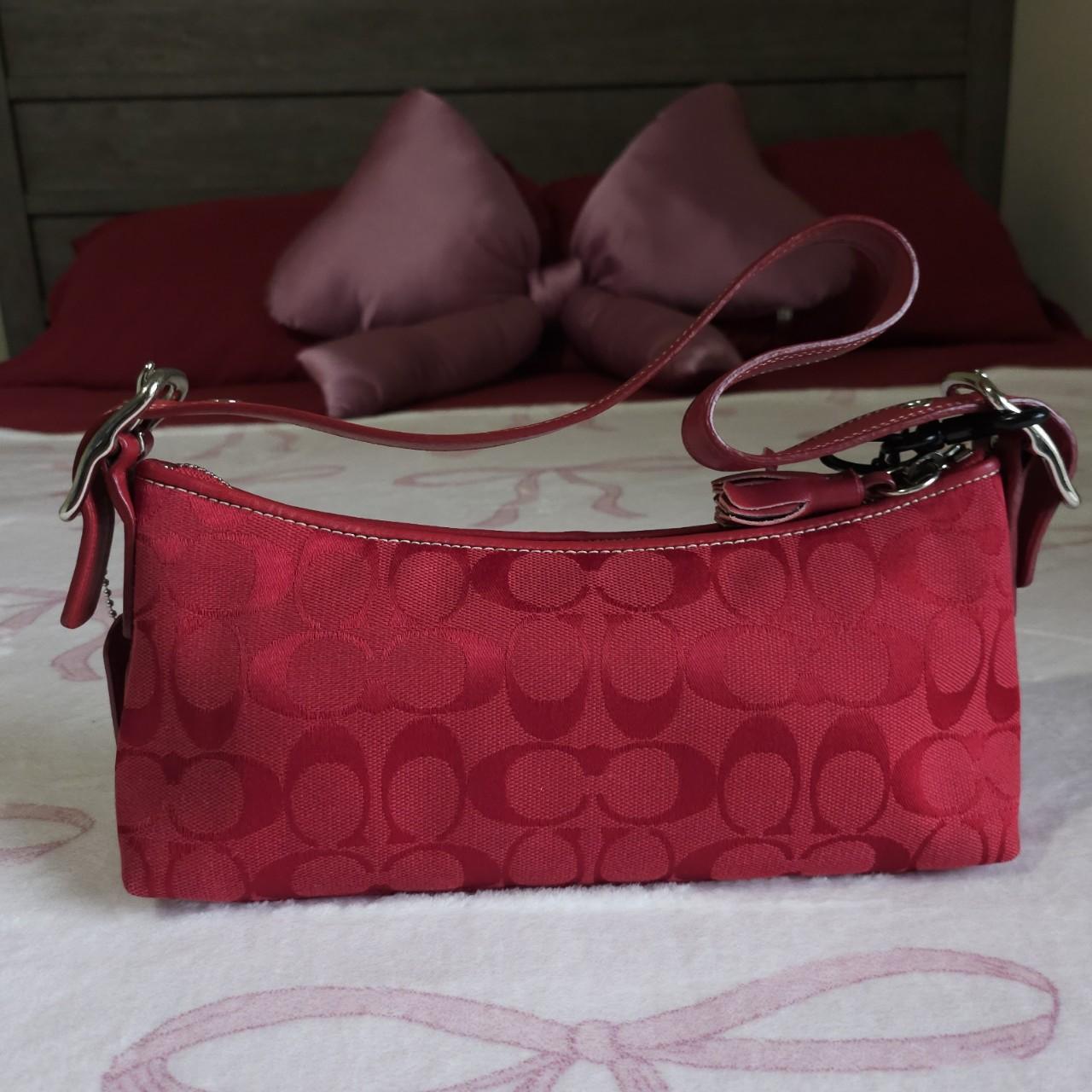 🍒 Y2K Vintage Rare Coach Red East West Baguette Shoulder Bag 🍒 Firm Price FA