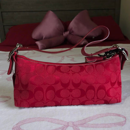 🍒 Y2K Vintage Rare Coach Red East West Baguette Shoulder Bag 🍒 Firm Price FA