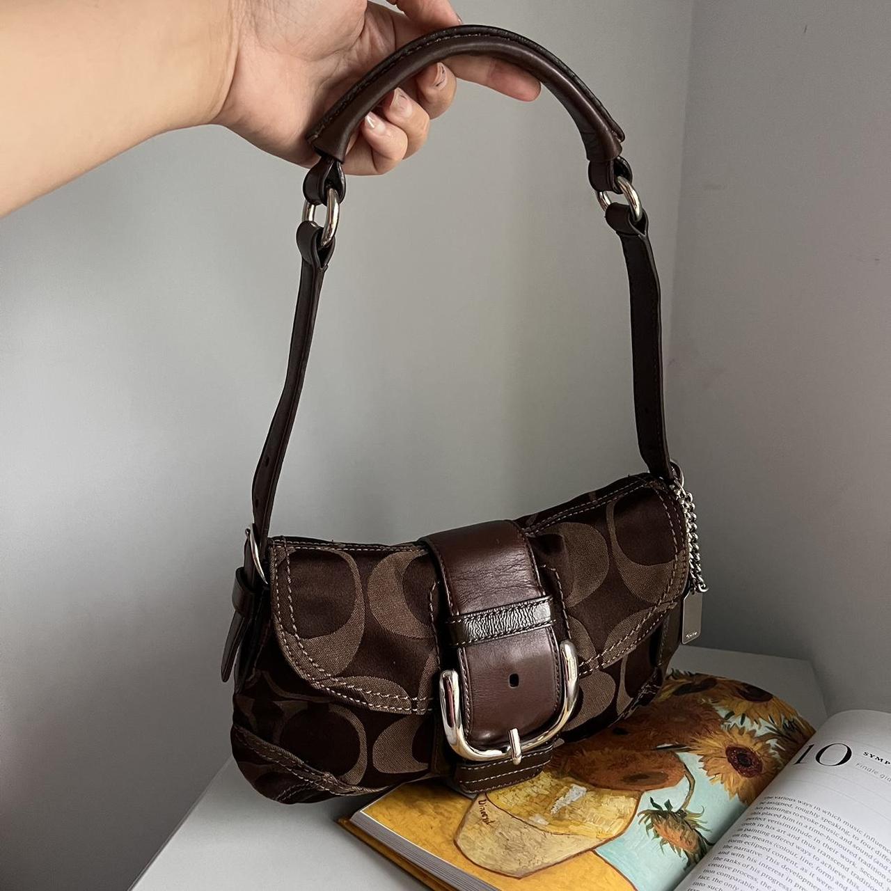 Coach Signature Soho Demi Shoulder Bag Brown Silver JM