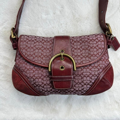 Vintage Y2K Coach Mini Soho Canvas And Suede Burgundy Bag uW