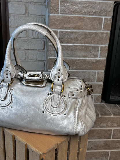 Chloe White Paddington Leather Bag In White Medium Ve