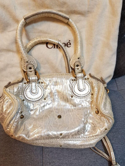 Chloe Paddington Champagne Gold Padlock Key Tote Hand Womens Bag New 2412M yk