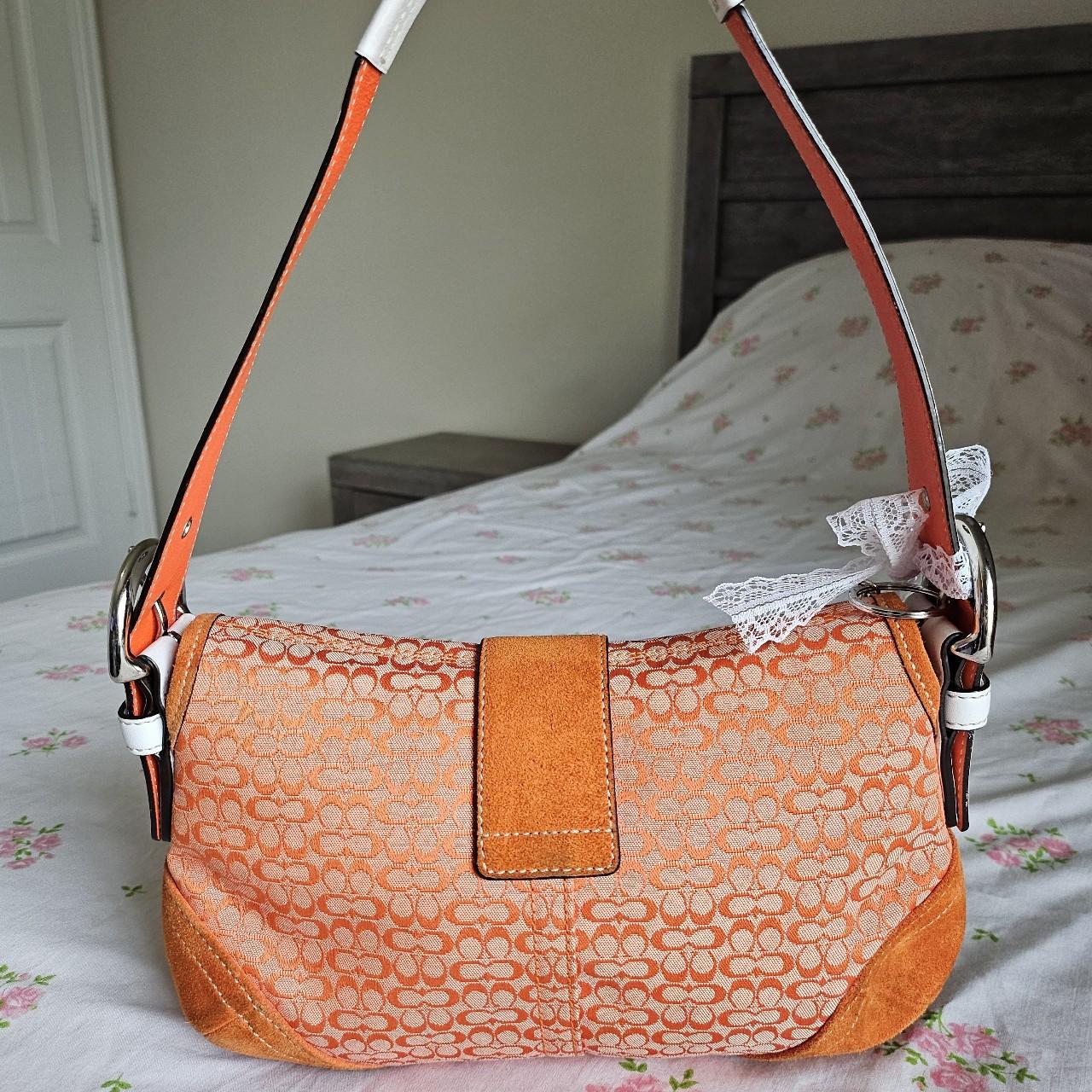 Vintage Coach Mini Soho Buckle Flap Orange Shoulder Purse rY