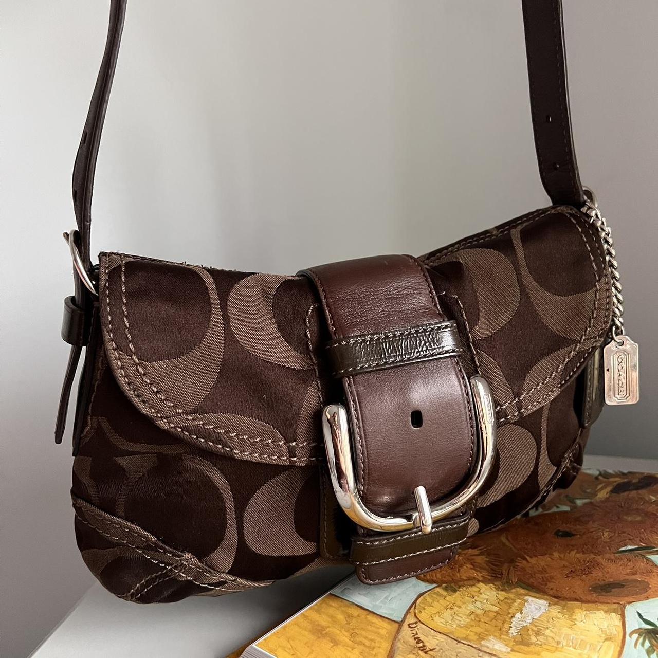 Coach Signature Soho Demi Shoulder Bag Brown Silver JM