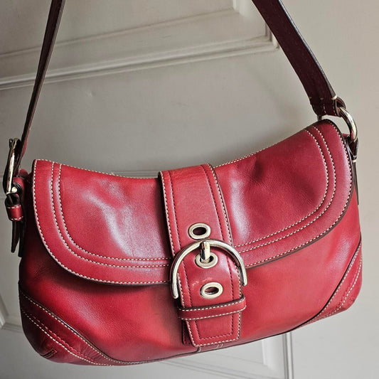 ❤️ Y2K Vintage Coach Dark Red Soho Buckle Flap Shoulder Purse ❤️ ig