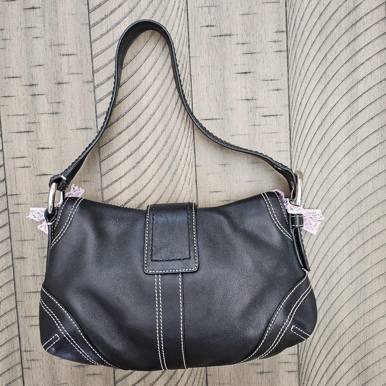 Vintage Y2K Mini Soho Black Buckle Flap Shoulder Bag Purse Yy