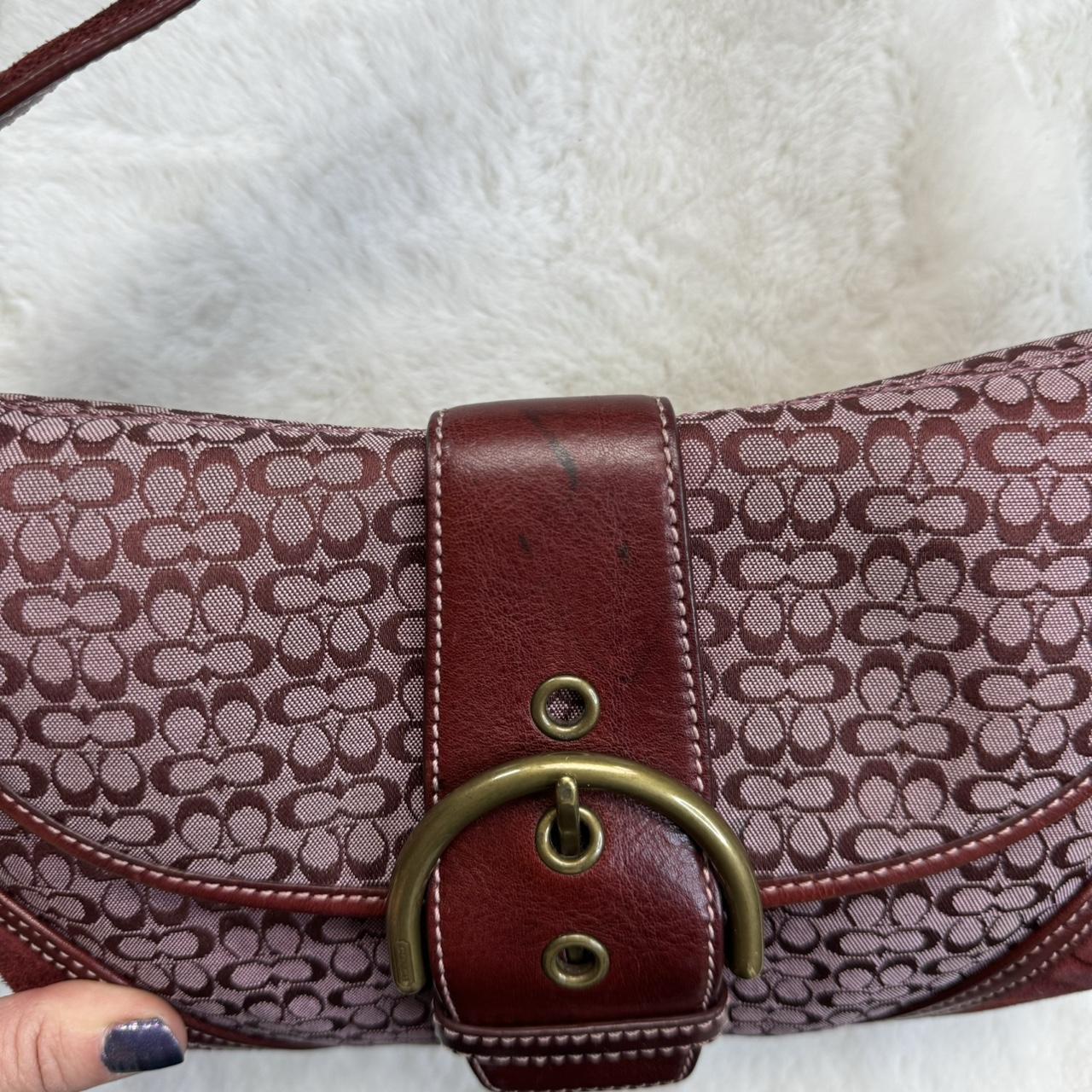 Vintage Y2K Coach Mini Soho Canvas And Suede Burgundy Bag uW