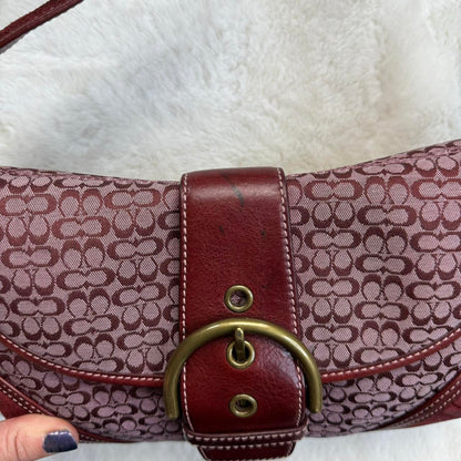 Vintage Y2K Coach Mini Soho Canvas And Suede Burgundy Bag uW