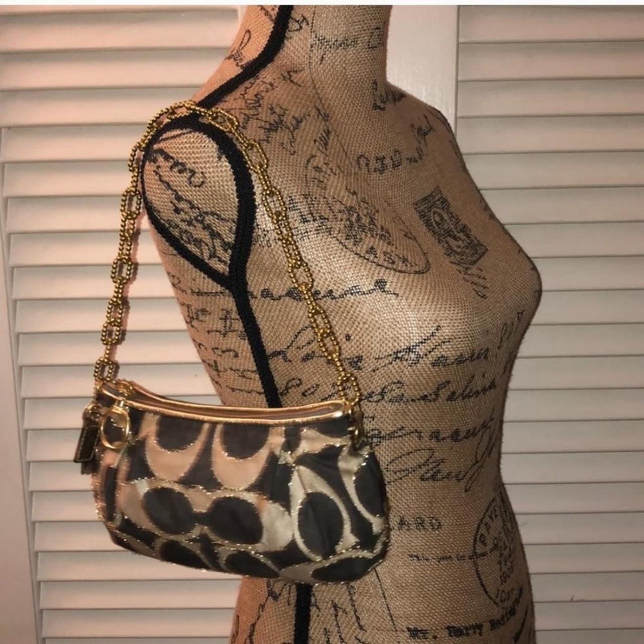 Vintage Y2K Coach Lurex Poppy Gold Hardware Small Shoulder Bag dE