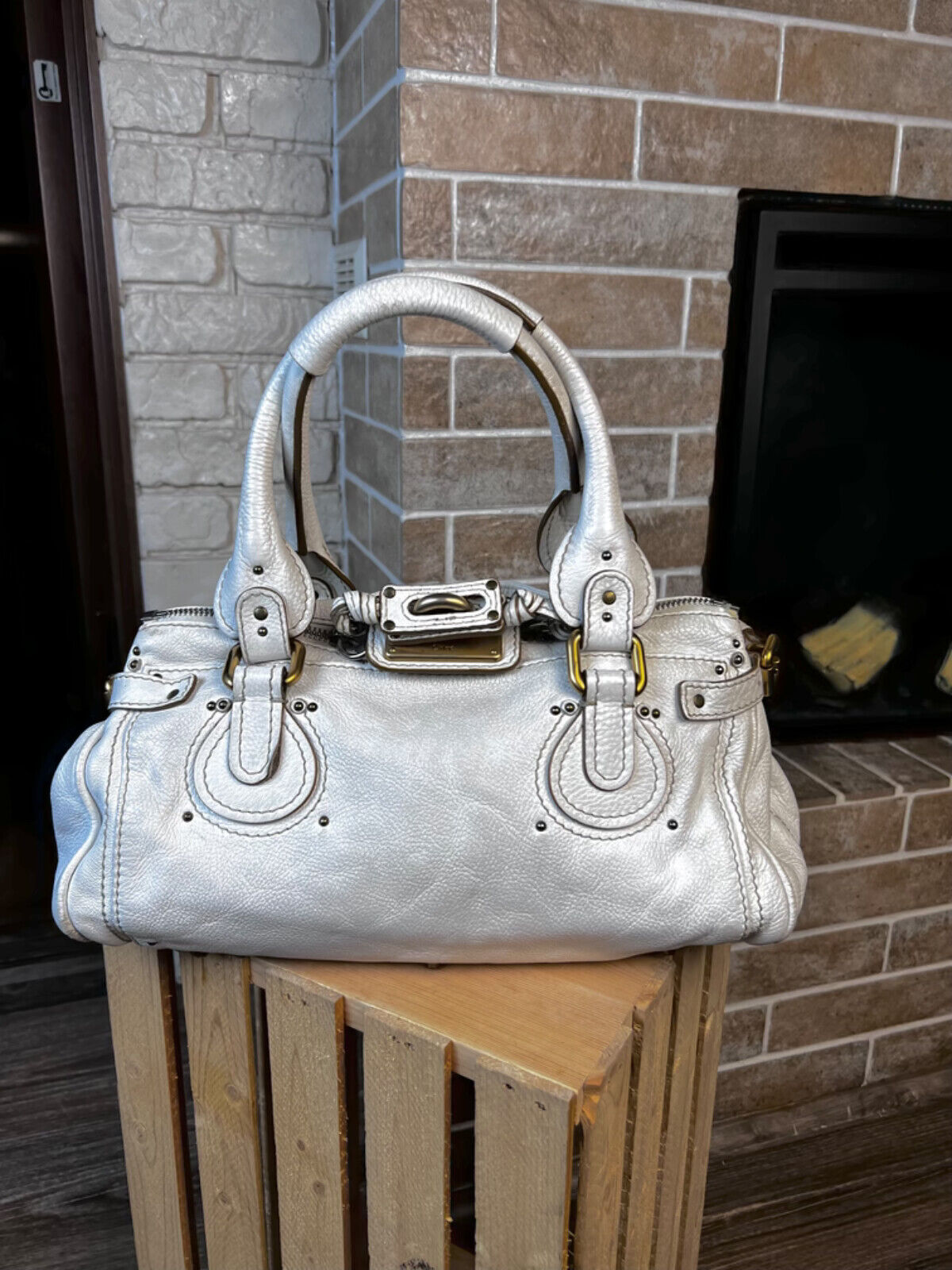 Chloe White Paddington Leather Bag In White Medium Ve