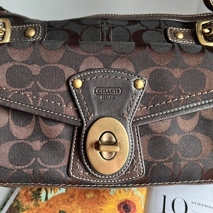 Coach Signature Legacy 65Th Anniversary Shoulder Bag Dark Brown Black Gold et