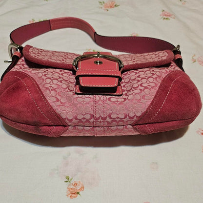 Vintage Coach Mini Soho Buckle Flap Pink Shoulder Purse aZ