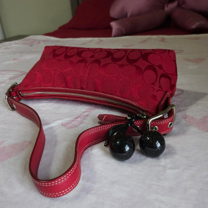 🍒 Y2K Vintage Rare Coach Red East West Baguette Shoulder Bag 🍒 Firm Price FA