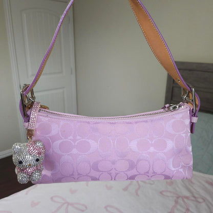 Vintage Y2K Pink Shoulder Bag Baguette Purse Rare zA