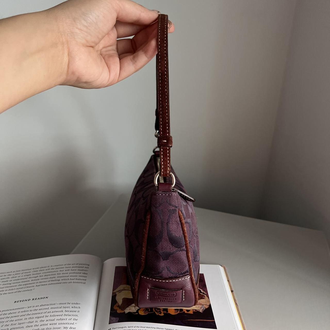 Coach Signature Demi Pouch Purple Burgundy Silver Lv