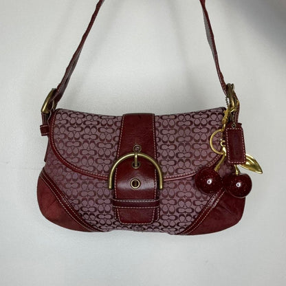 Vintage Y2K Coach Mini Soho Canvas And Suede Burgundy Bag uW