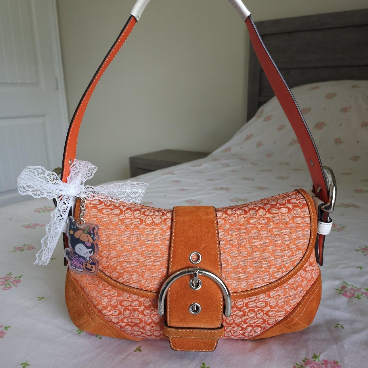 Vintage Coach Mini Soho Buckle Flap Orange Shoulder Purse rY