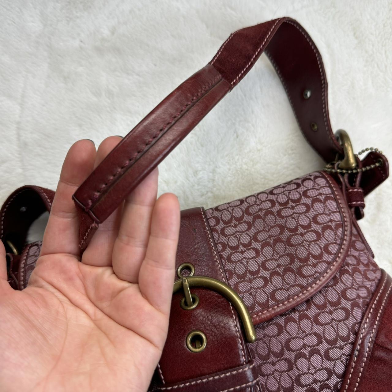 Vintage Y2K Coach Mini Soho Canvas And Suede Burgundy Bag uW