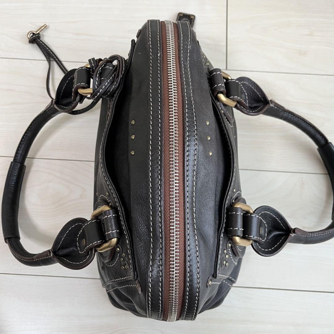 Chloe Paddington Handbag Mini Boston Brown Leather With Gold Padlock Used vZ