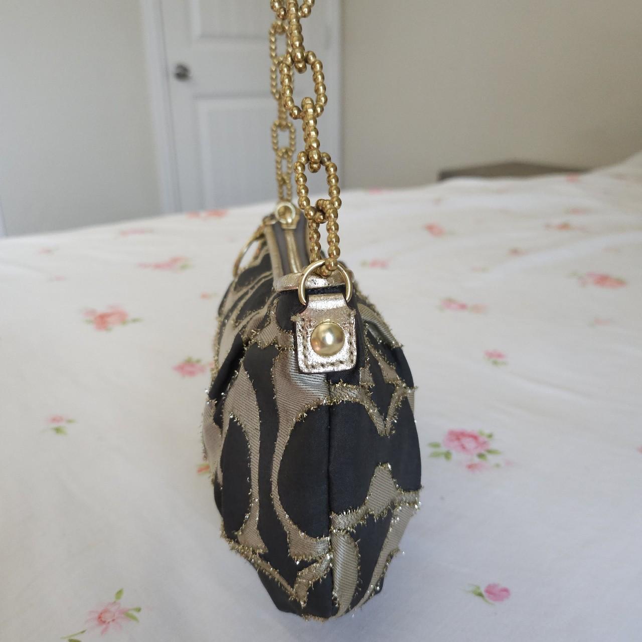 Vintage Y2K Coach Lurex Poppy Gold Hardware Small Shoulder Bag dE