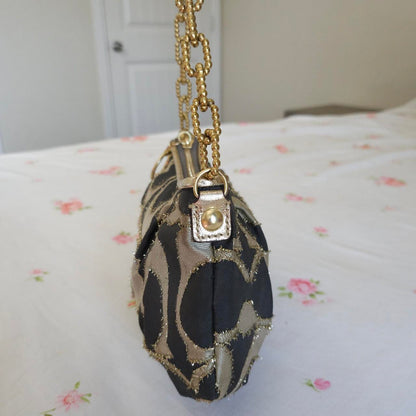 Vintage Y2K Coach Lurex Poppy Gold Hardware Small Shoulder Bag dE