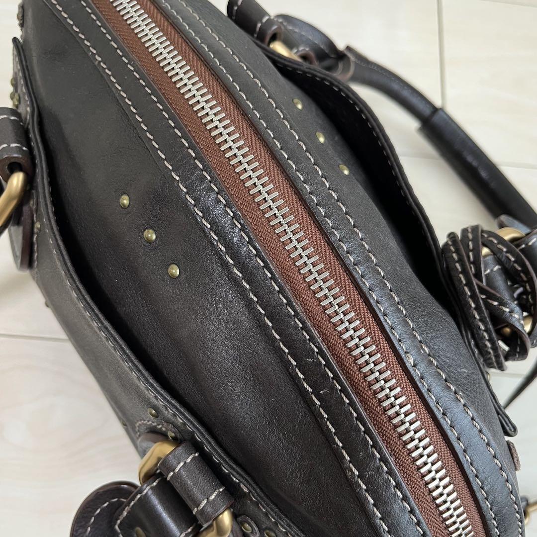 Chloe Paddington Handbag Mini Boston Brown Leather With Gold Padlock Used vZ