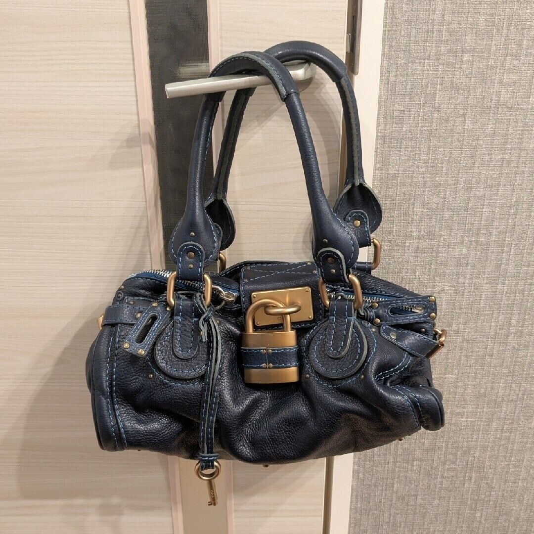 Chloe Paddington Gold Padlock Key Tote Hand Bag Leather ii