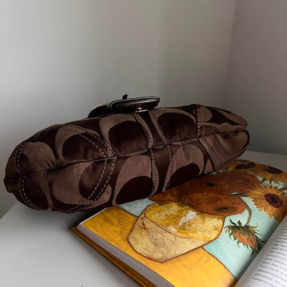 Coach Signature Soho Demi Shoulder Bag Brown Silver JM