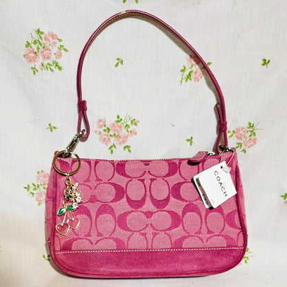 Vintage Coach Pink Suede Demi Shoulder Bag Nwt qD