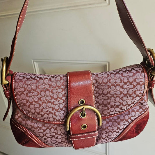❤️ Y2K Vintage Coach Mini Soho Suede Signature Shoulder Purse ❤️ OU