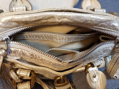 Chloe Paddington Champagne Gold Padlock Key Tote Hand Womens Bag New 2412M yk