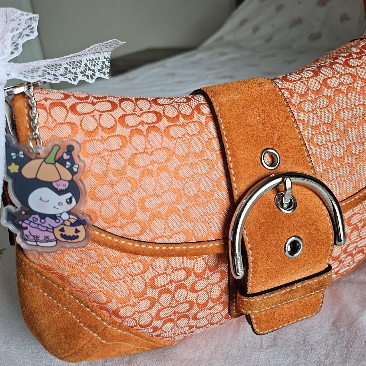 Vintage Coach Mini Soho Buckle Flap Orange Shoulder Purse rY