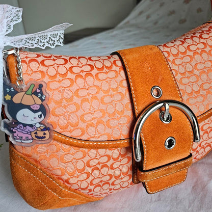 Vintage Coach Mini Soho Buckle Flap Orange Shoulder Purse rY