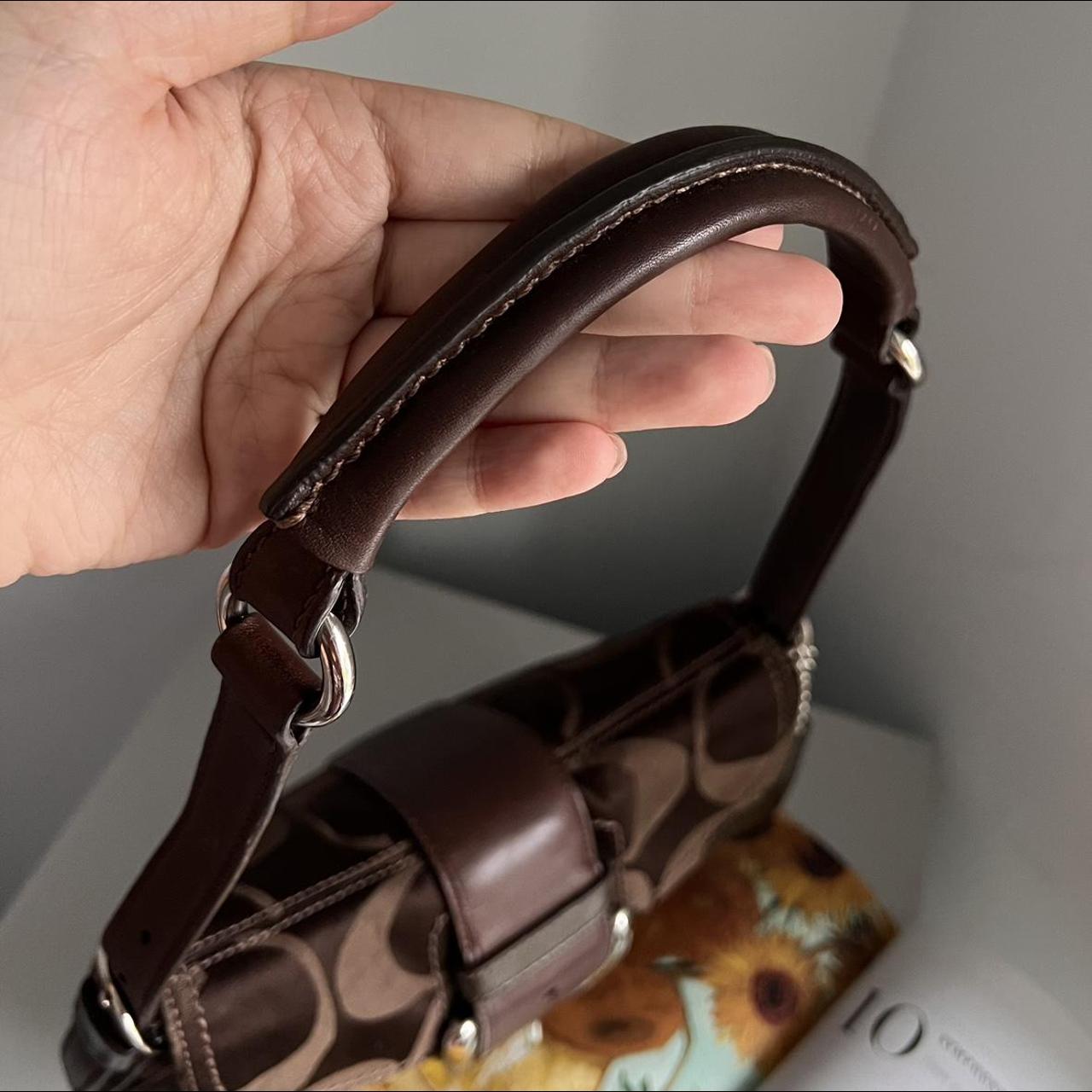 Coach Signature Soho Demi Shoulder Bag Brown Silver JM