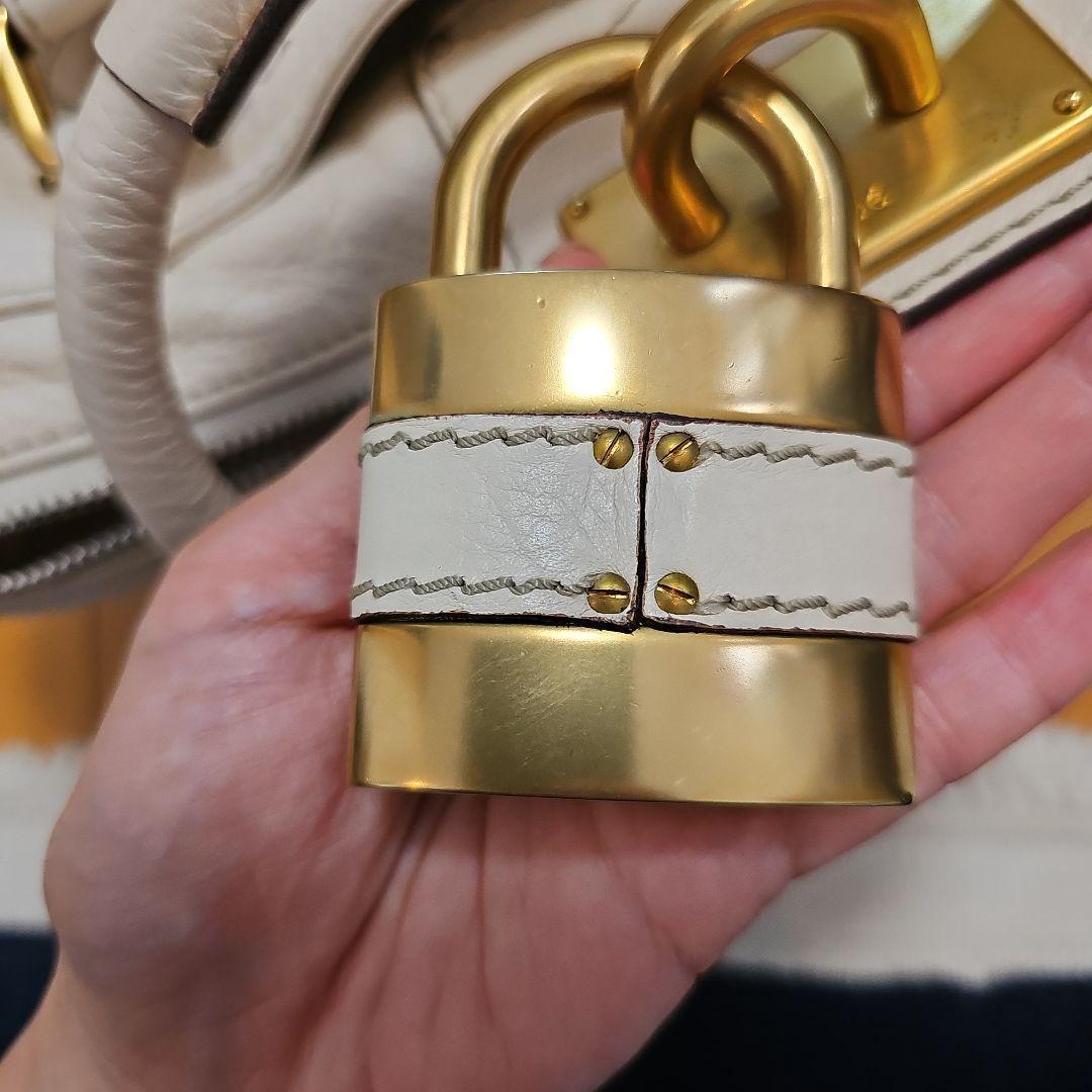 Chloe Paddington Shoulder Bag Leather Padlock Off White cG