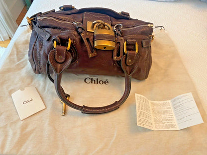 Chloe Chocolate Brown Paddington Bag With Lock Key And Dustbag ON