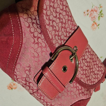 Vintage Coach Mini Soho Buckle Flap Pink Shoulder Purse aZ