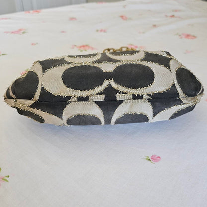 Vintage Y2K Coach Lurex Poppy Gold Hardware Small Shoulder Bag dE