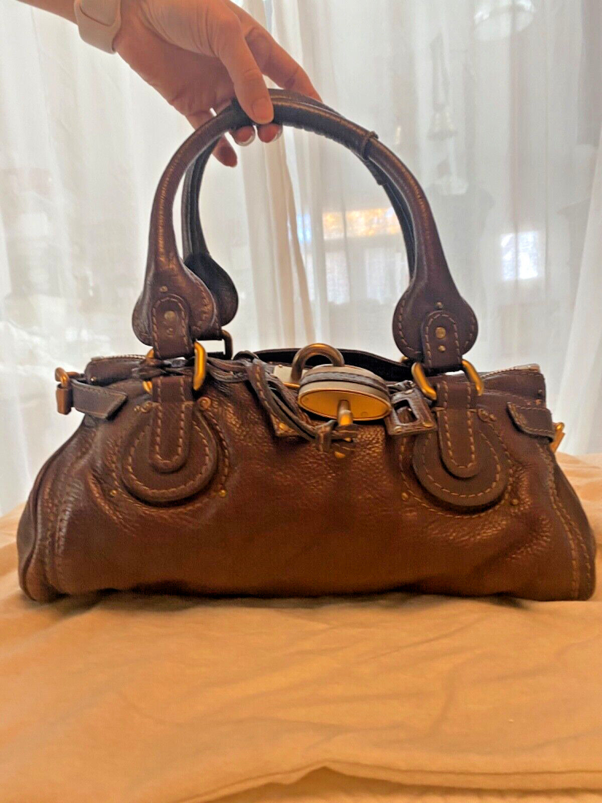 Chloe Chocolate Brown Paddington Bag With Lock Key And Dustbag ON